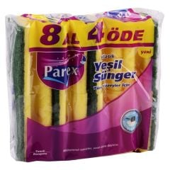 Parex Klasik Yeşil Oluklu Sünger 8'li Eko Paket