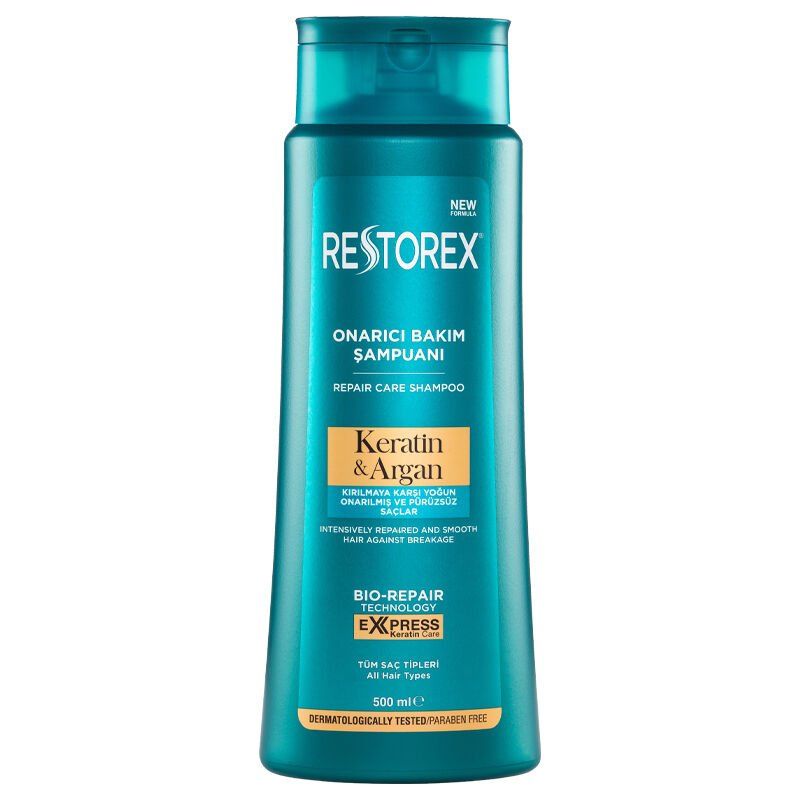 Restorex Kırık Ve Işlem Görmüş Saçlar Için Onarıcı Keratin Argan Bakım Şampuanı 500 ml