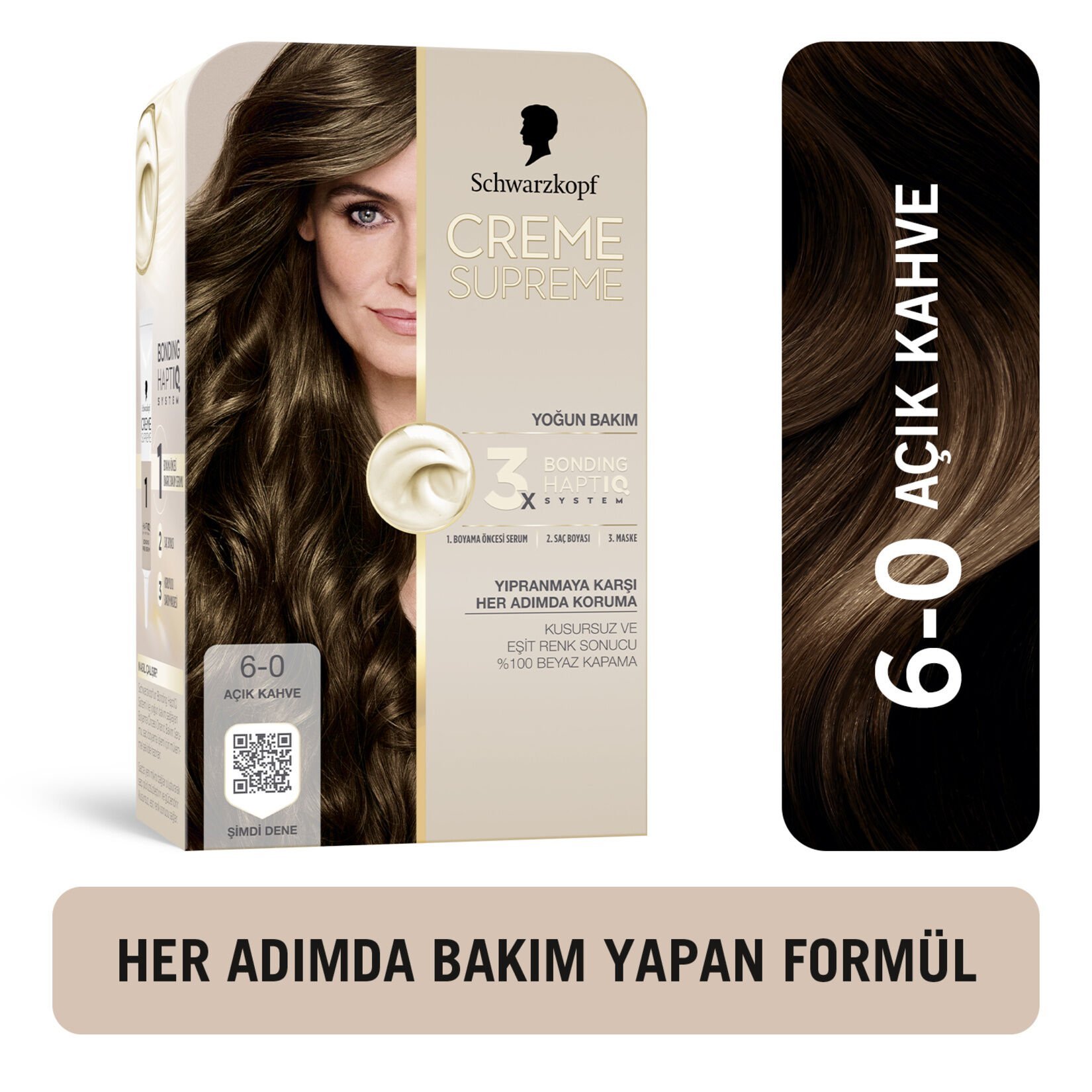 Schwarzkopf Creme Supreme Yoğun Bakım Saç Boyası Açık Kahve 6-0