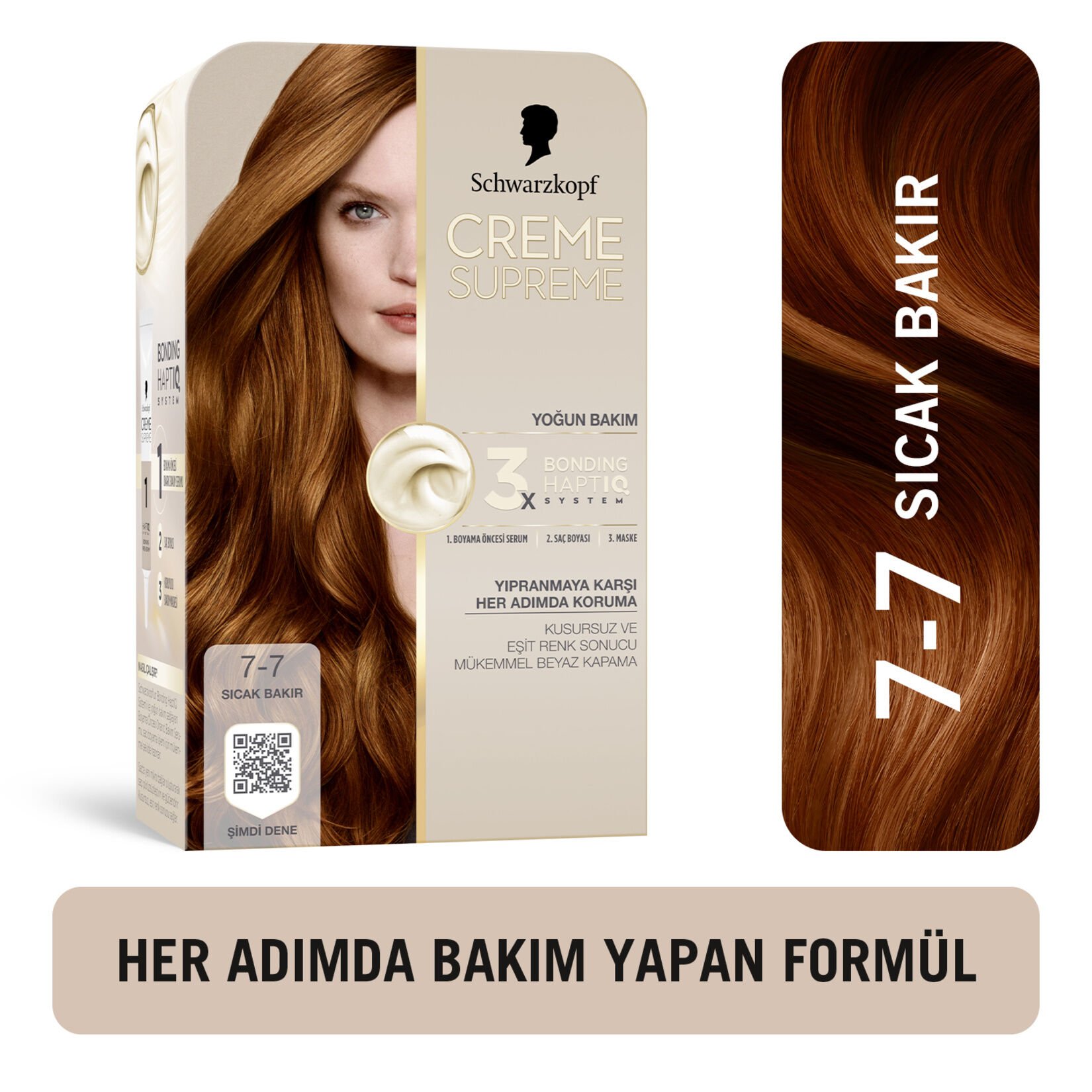 Schwarzkopf Creme Supreme Yoğun Bakım Saç Boyası Sıcak Bakır 7-7