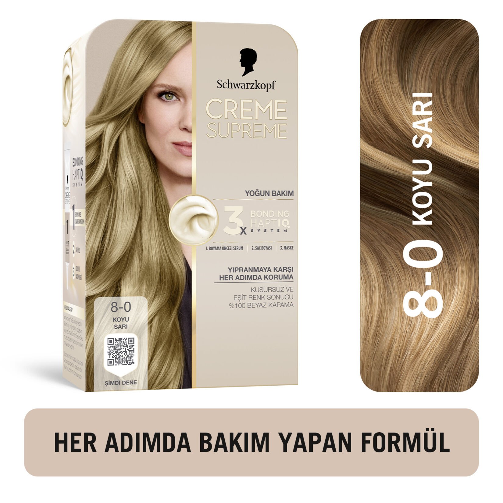 Schwarzkopf Creme Supreme Yoğun Bakım Saç Boyası Koyu Sarı 8-0