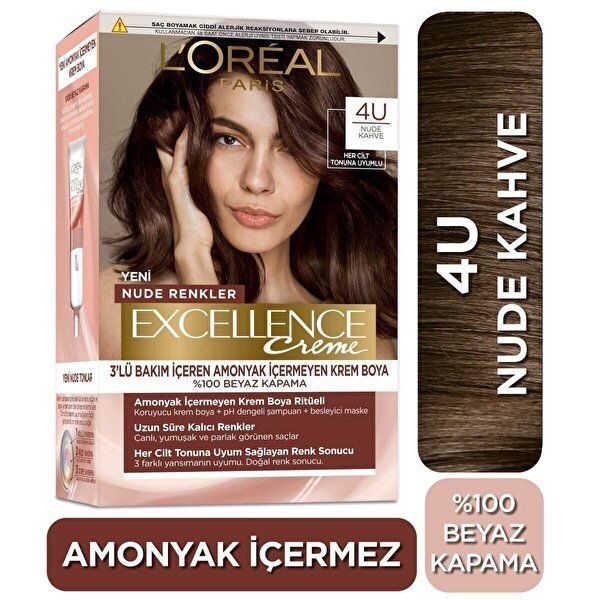 L'Oreal Paris Excellence Creme Nude Renkler 4U Kahve