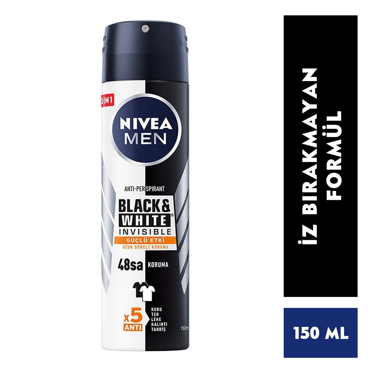 Nivea Men Black & White Invisible Güçlü Etki Erkek Sprey Deodorant 150 ml