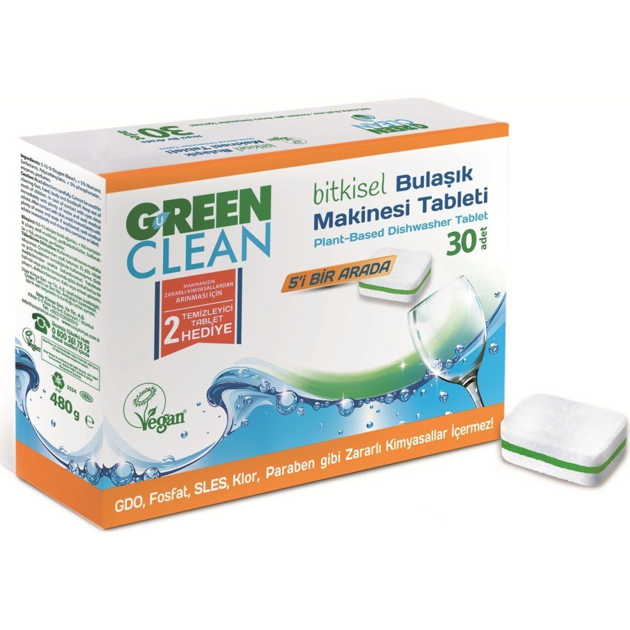 U Green Clean Bitkisel Bulaşık Makinesi Tableti 30'lu
