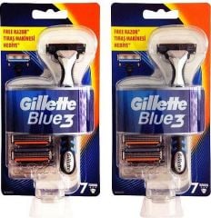 Gillette Blue3 Makina + 7 Yedek Başlık x 2 Adet