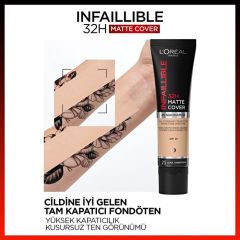 L’Oréal Paris Infaillible 32H Matte Cover Yüksek Kapatıcı Fondöten 30 ml - 145 Rose Beige