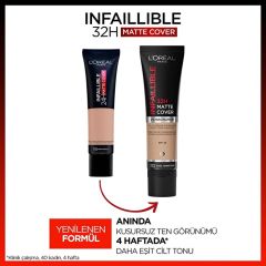 L’Oréal Paris Infaillible 32H Matte Cover Yüksek Kapatıcı Fondöten 30 ml - 200 Golden Sand