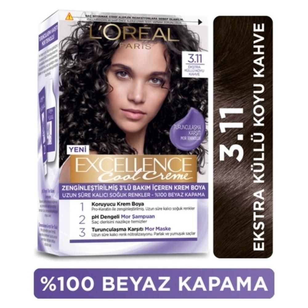 L’Oréal Paris Excellence Cool Creme Saç Boyası 3.11 - Ekstra Küllü Koyu Kahve