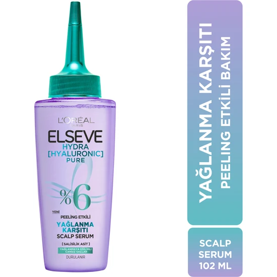 L'oréal Paris Elseve Hydra [hyaluronic] Pure Salisilik Asit Içeren Yağlanma Karşıtı Peeling Etkili Saç Derisi Serumu 102 ml
