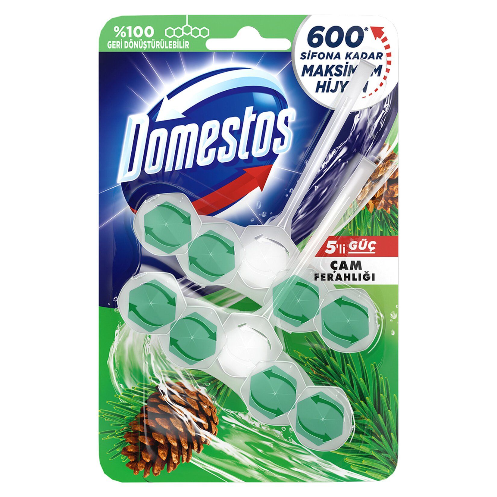 Domestos WC Blok 5'li Güç Tuvalet Bloğu Çam Ferahlığı 100 G