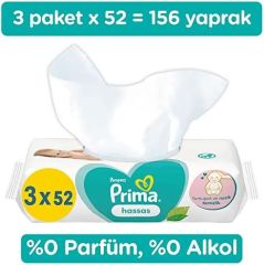 Prima Hassas Ciltler Bebek Islak Mendil 3x52 Adet