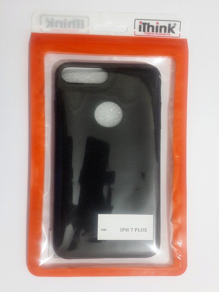 iPhone 7 Plus Kumaş Desenli Spor Silikon Kılıf - Siyah