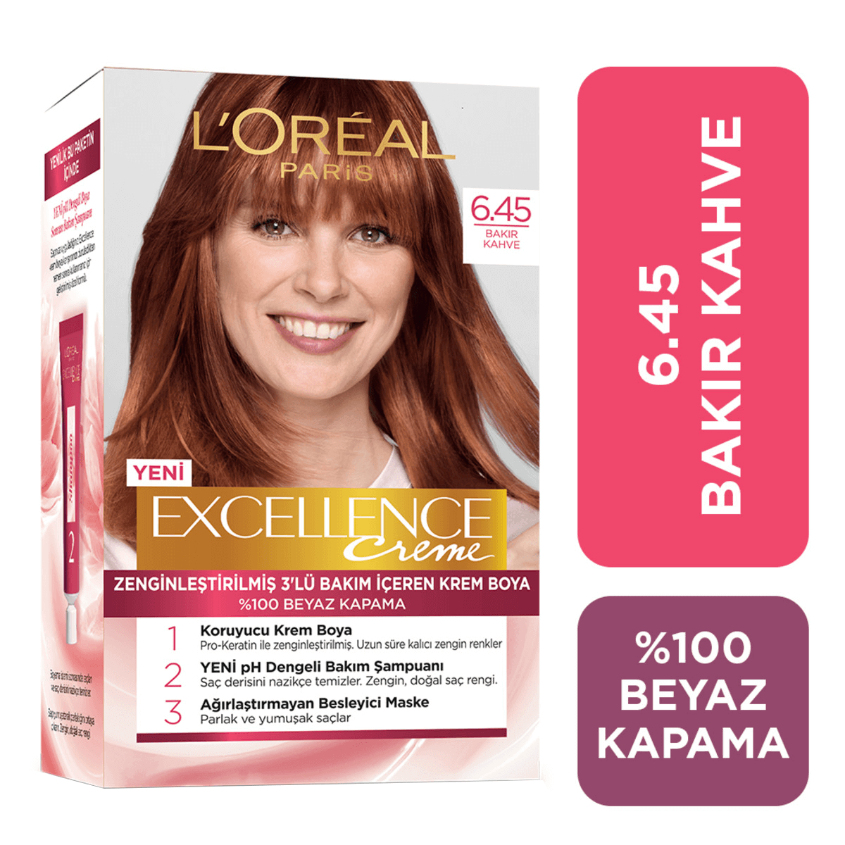 L'Oreal Paris Excellence Creme Saç Boyası 6.45 - Bakır Kahve