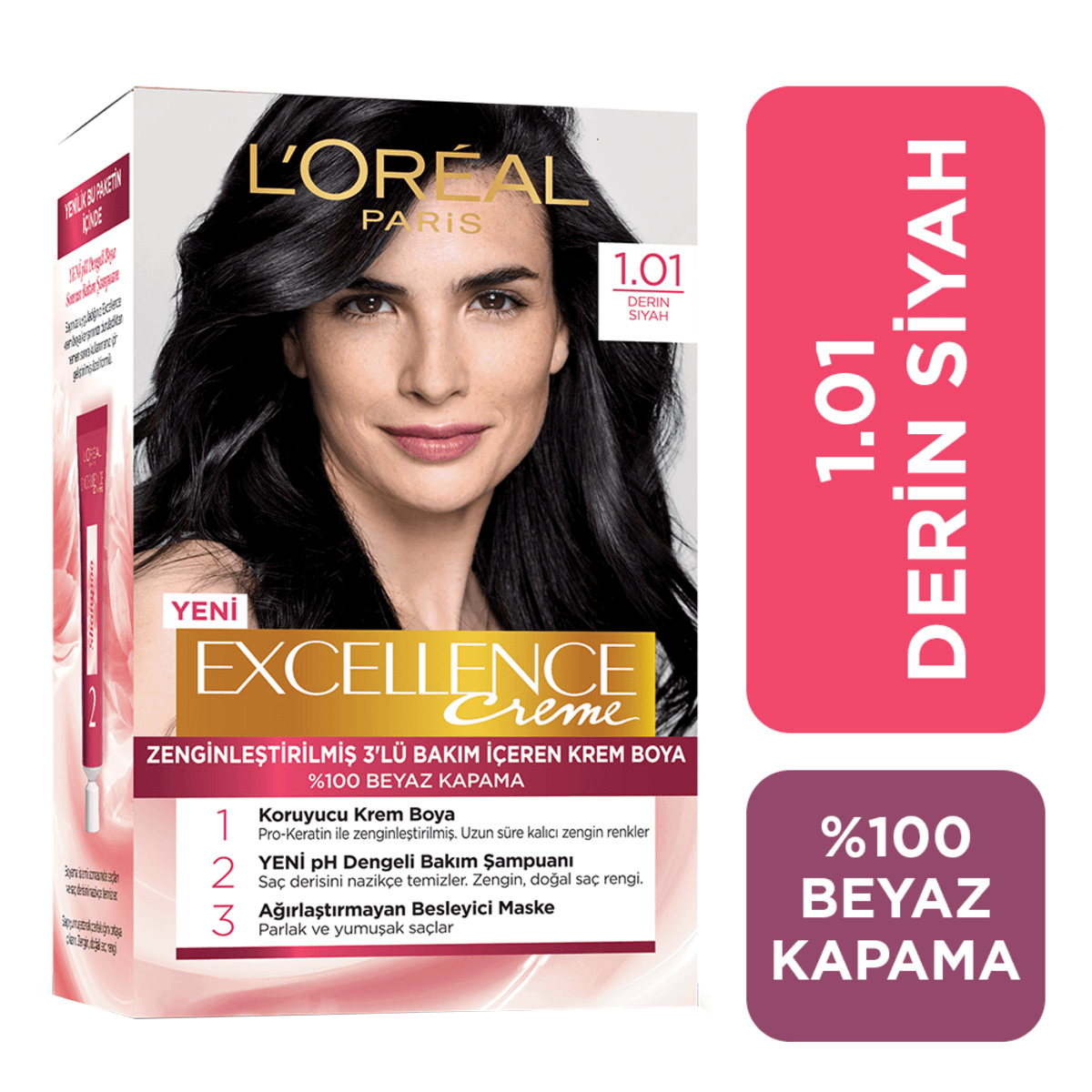 L'Oreal Paris Excellence Creme Saç Boyası 1.01 - Derin Saf Siyah