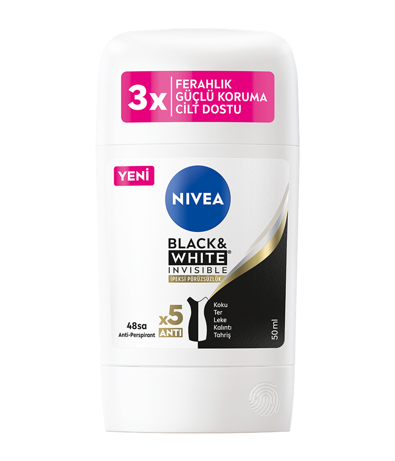 Nivea Kadın Stick Deodorant Black & White Invisible Ipeksi Pürüzsüzlük 48 Saat Anti-Perspirant Koruma 50 ml