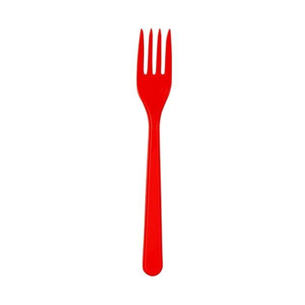 Kırmızı Plastik Çatal - 25 Adet