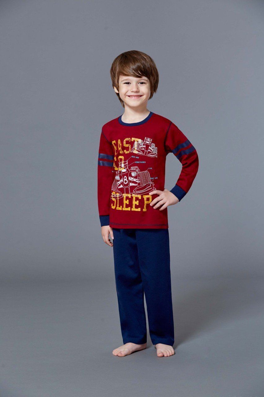 RolyPoly İnterlok Erkek Çocuk Pijama Takımı - Bordo