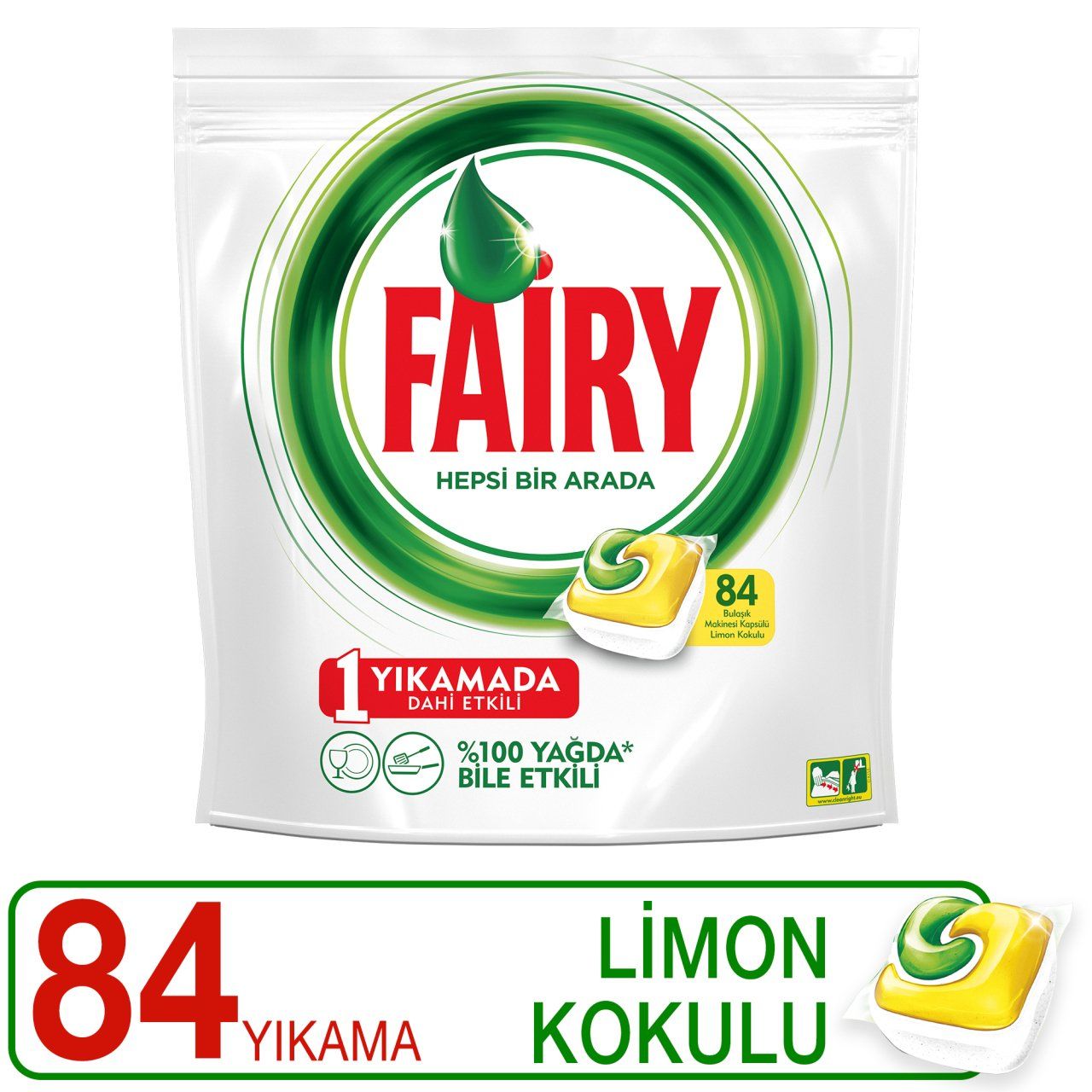 Fairy Hepsi Bir Arada Bulaşık Makinesi Deterjanı Kapsülü Limon Kokulu 84 Yıkama