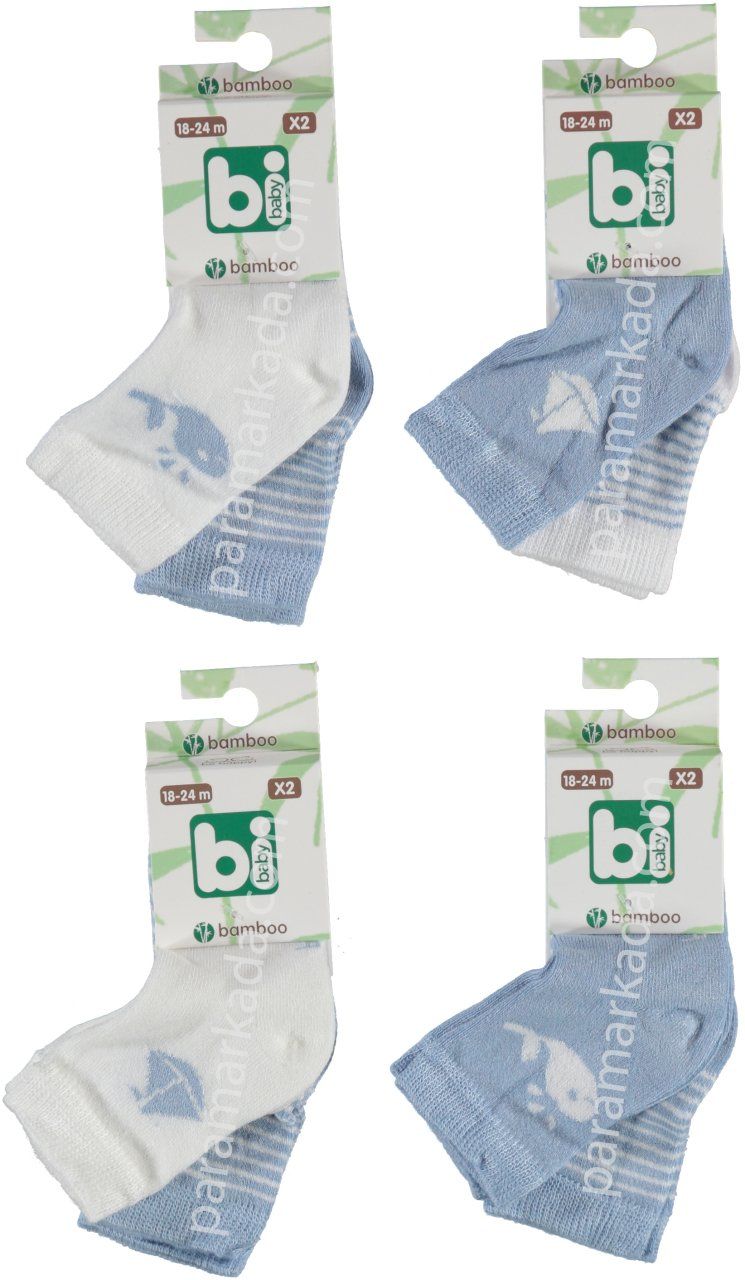 Bibaby Bambu Erkek 2'li Bebe Çorap (18-24 Ay)